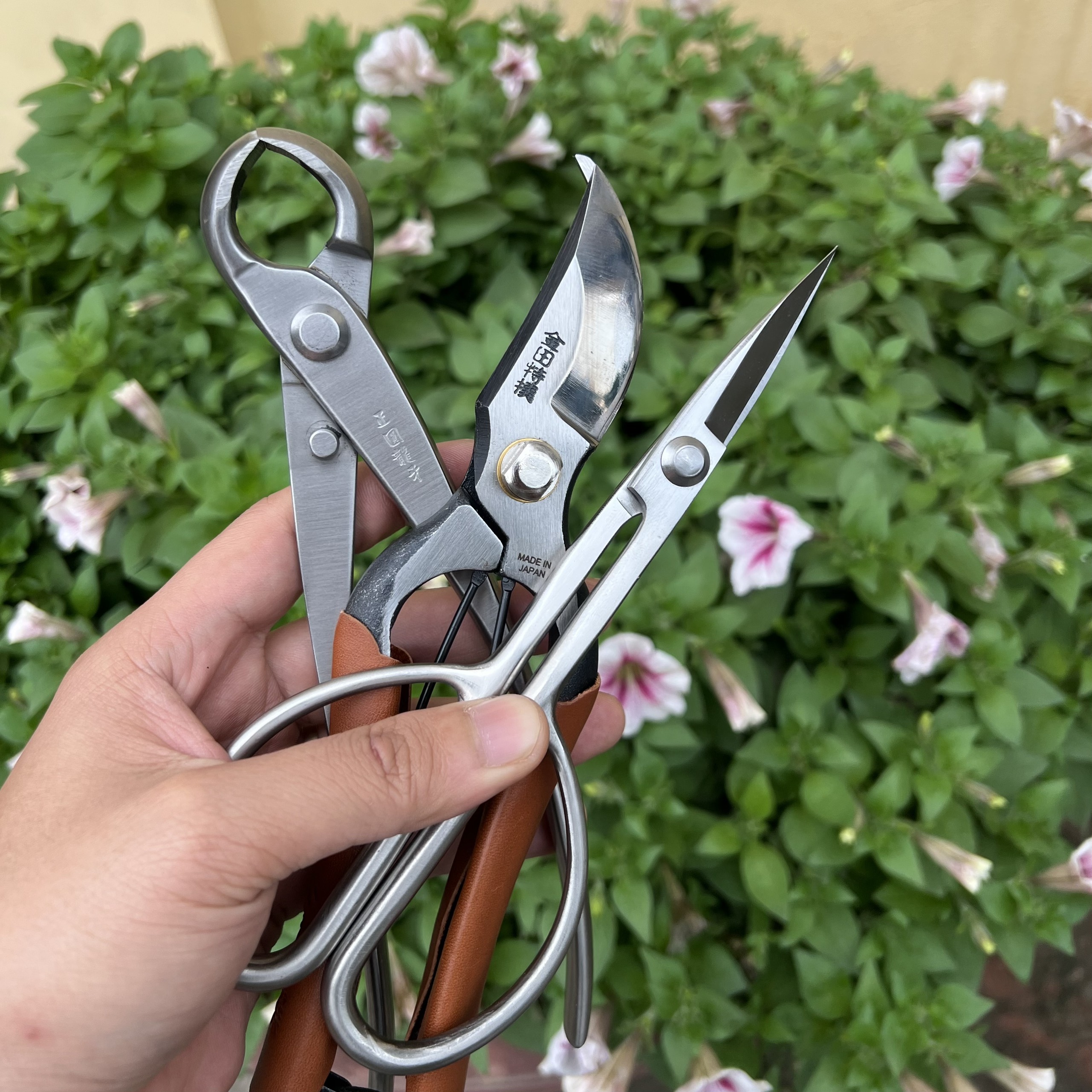 Bộ Dụng Cụ Bonsai, Cây Kiểng Chuyên Nghiệp : Kìm Cạp Tròn Ryuga + Kéo Cắt Cành Thép Đúc Nguyên Khối + Kéo Tỉa Dăm, Tỉa Lá