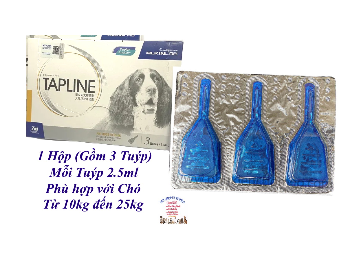 Tuýp nhỏ gáy cho Chó Mèo Alkinlab Tapline Phòng ngừa và Tiêu diệt ve rận, bọ chét hiệu quả lâu dài - Pet shop uytinpro