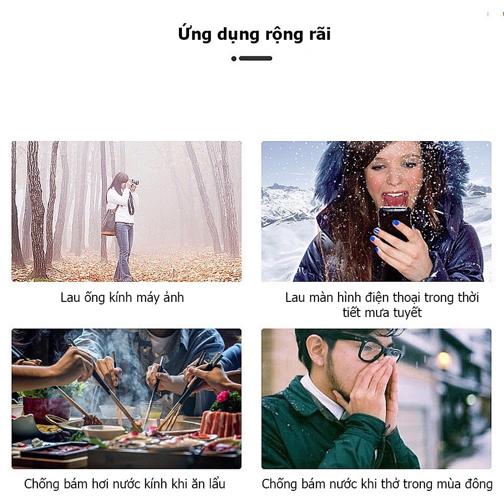 Set 100 Khăn lau kính Nano, khăn giấy chống bám hơi nước, giấy lau kính chống mờ sương, mồ hôi, chống nhờn