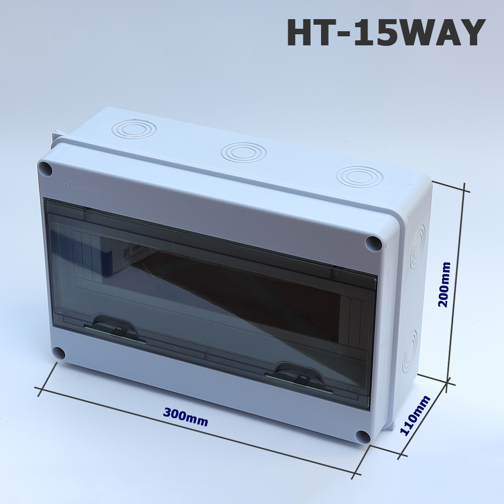 Tủ điện ngoài trời chống nước lắp nổi Hộp phân phối điện Model HT-5 8 12 15 18 24 WAY