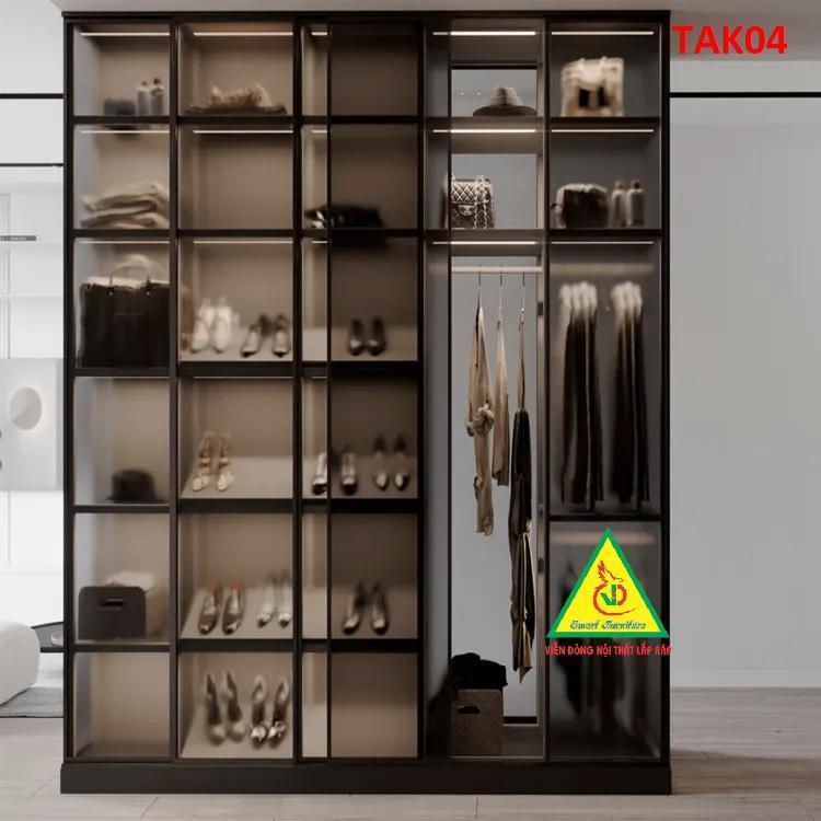 Tủ quần áo cánh kính khung nhôm hiện đại cánh mở TAK04 - Nội thất lắp ráp Viễn Đông Adv