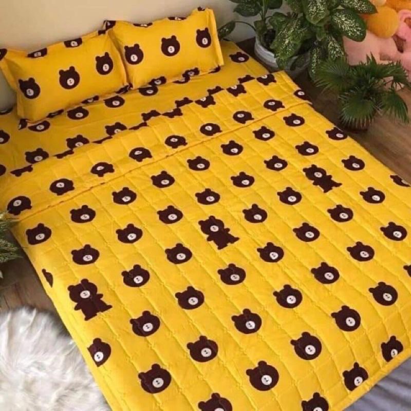 Bộ chăn ga gối 5 món mẫu chú gấu nâu vàng đủ kích thước