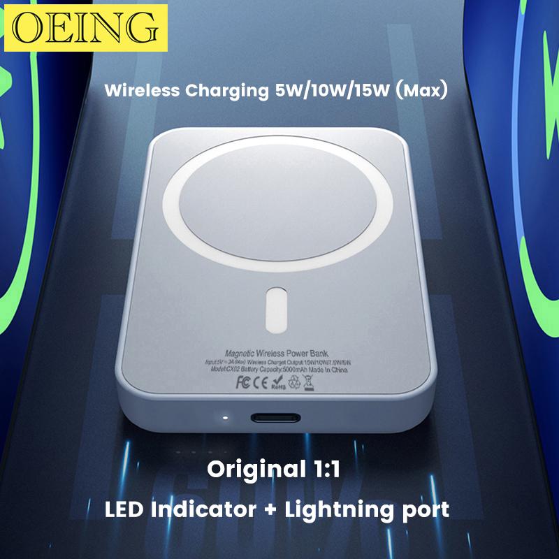 5000mAh Chính hãng 1:1 Macsafe Power Bank Sạc dự phòng từ tính không dây cho iPhone 12 13 14 Pro Max Bộ pin phụ bên ngoài Màu sắc: 5000LOGO Tím