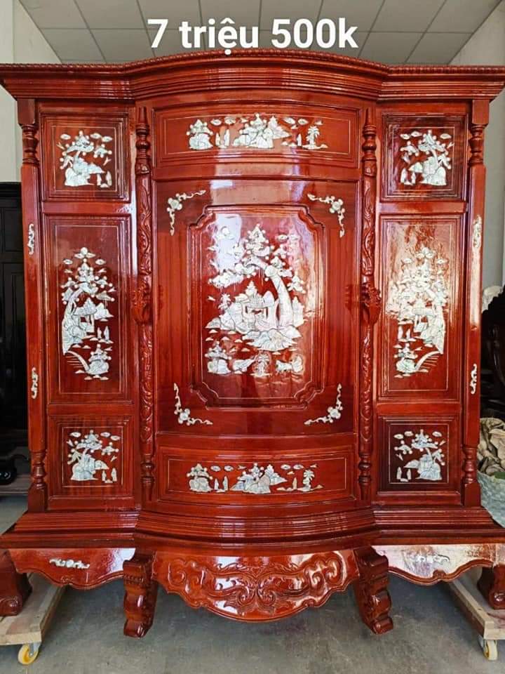 Tủ Thờ Gỗ Tràm Bụng Phệ ,Tủ thờ gia tiên gỗ tràm bông vàng ngang 127 cm
