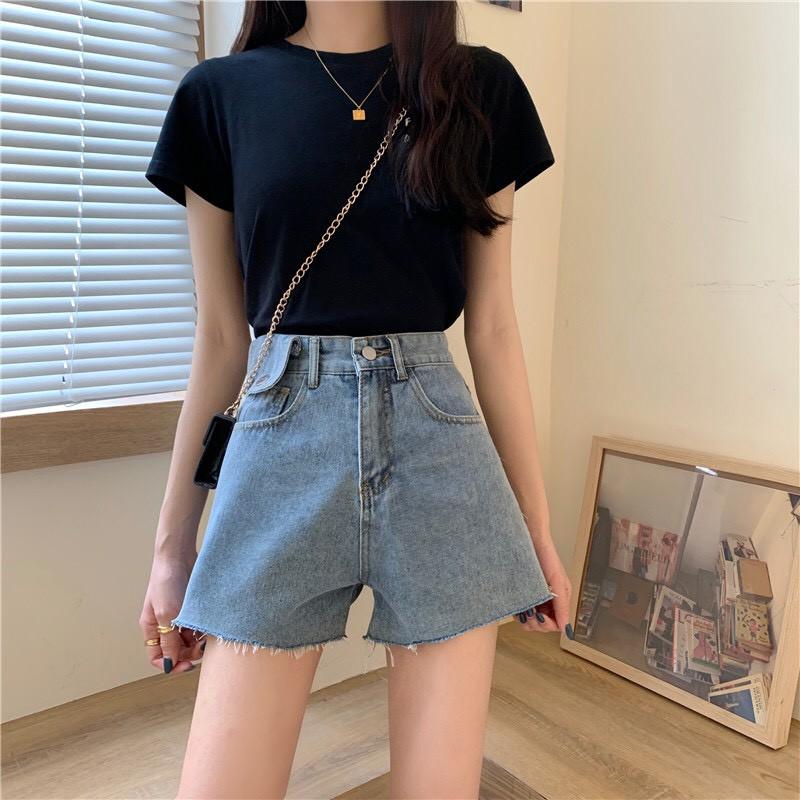Quần Short Cạp Cao Ống Rộng Tua Gấu _C9