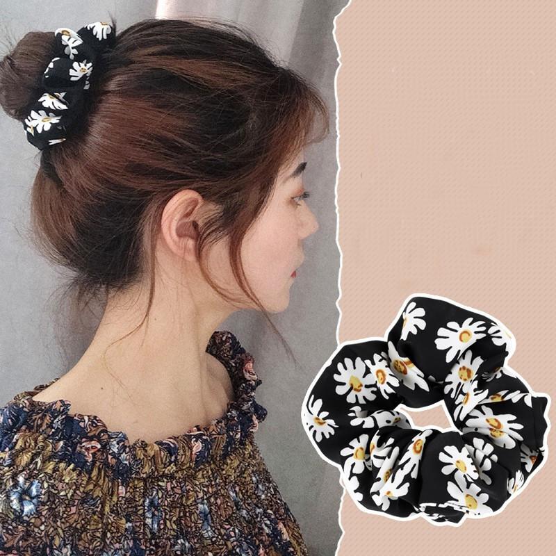 Dây Buộc Tóc Vải Lụa Hoa Cúc Scrunchies