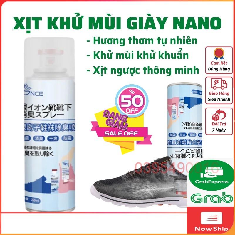 Xịt khử mùi giày dép nano bạc, loại bỏ mùi hôi, vi khuẩn trong giày, mũ bảo hiểm, không gây kích ứng da, dung tích 260ml