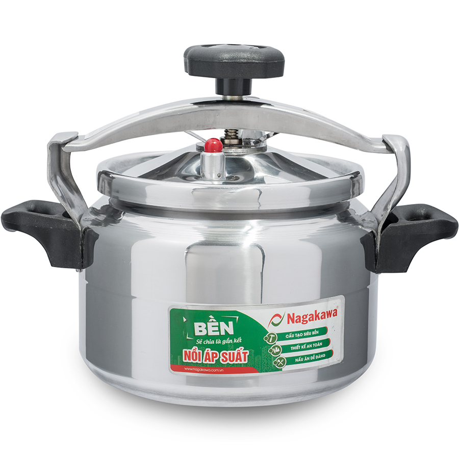 Nồi Áp Suất Cơ Nagakawa NAG1471  - Làm Bằng Hợp Kim Nhôm Cao Cấp Siêu Bền - Dùng Với Bếp Gas, Bếp Hồng Ngoại - Hàng Chính Hãng