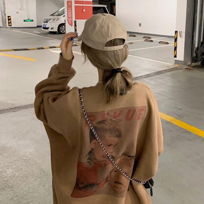 Áo Sweater Nữ Form Rộng Nỉ Bông Hàn Quốc In Hình Bé Cắt Tóc Siêu Xinh Siêu Rõ Unisex SENAVA