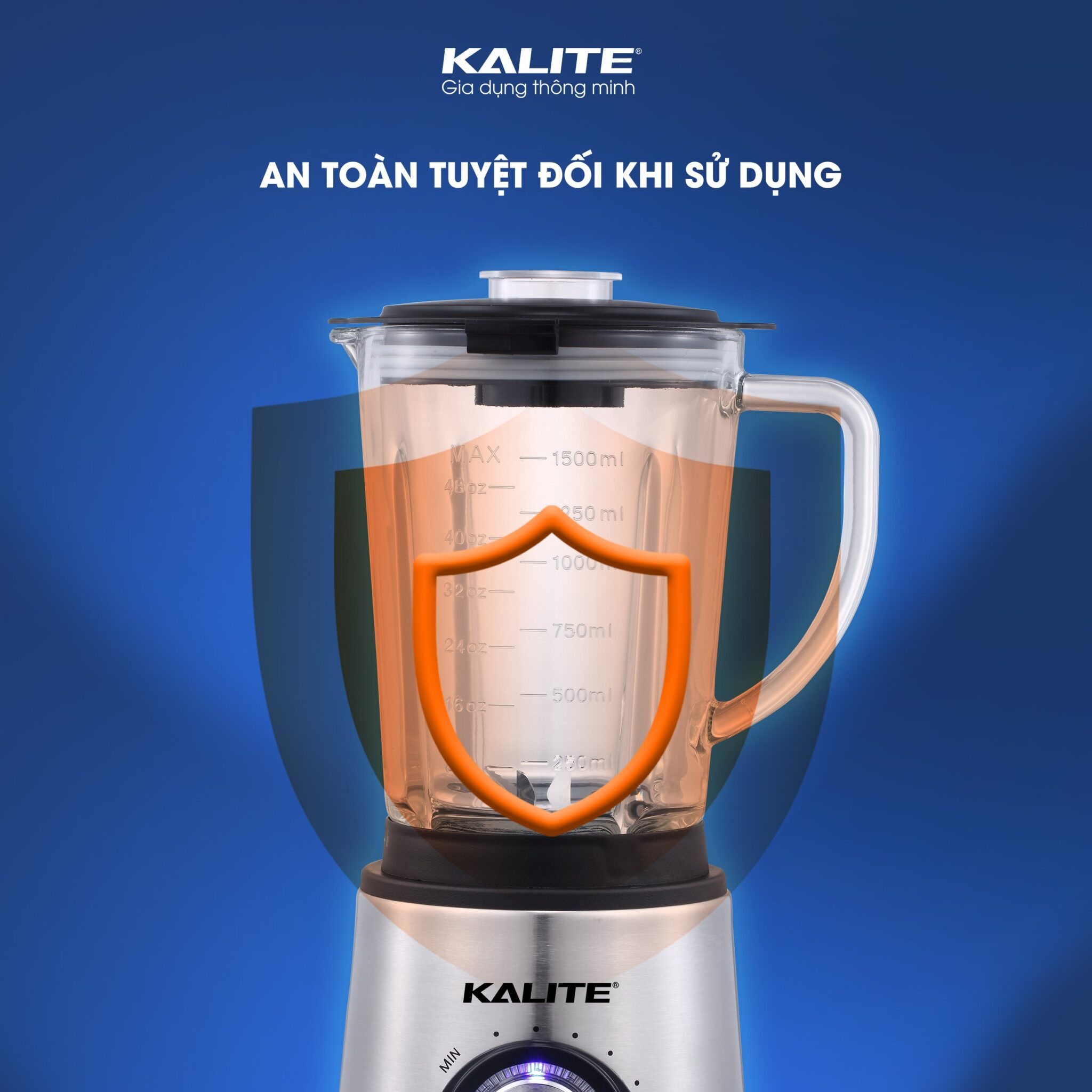 Máy xay sinh tố Kalite KEB 4171 công suất xay 1000W lưỡi dao thép không gỉ, 2 cối xay tiện dụng được làm bằng thủy tinh và inox 304, hàng chính hãng