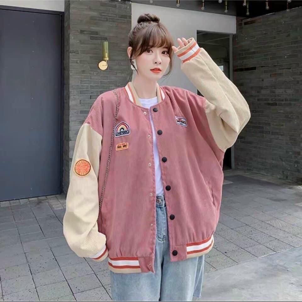 Áo khoác bomber unisex chất nhung form rộng Thêu Deep End phong cách ulzzang Anamy