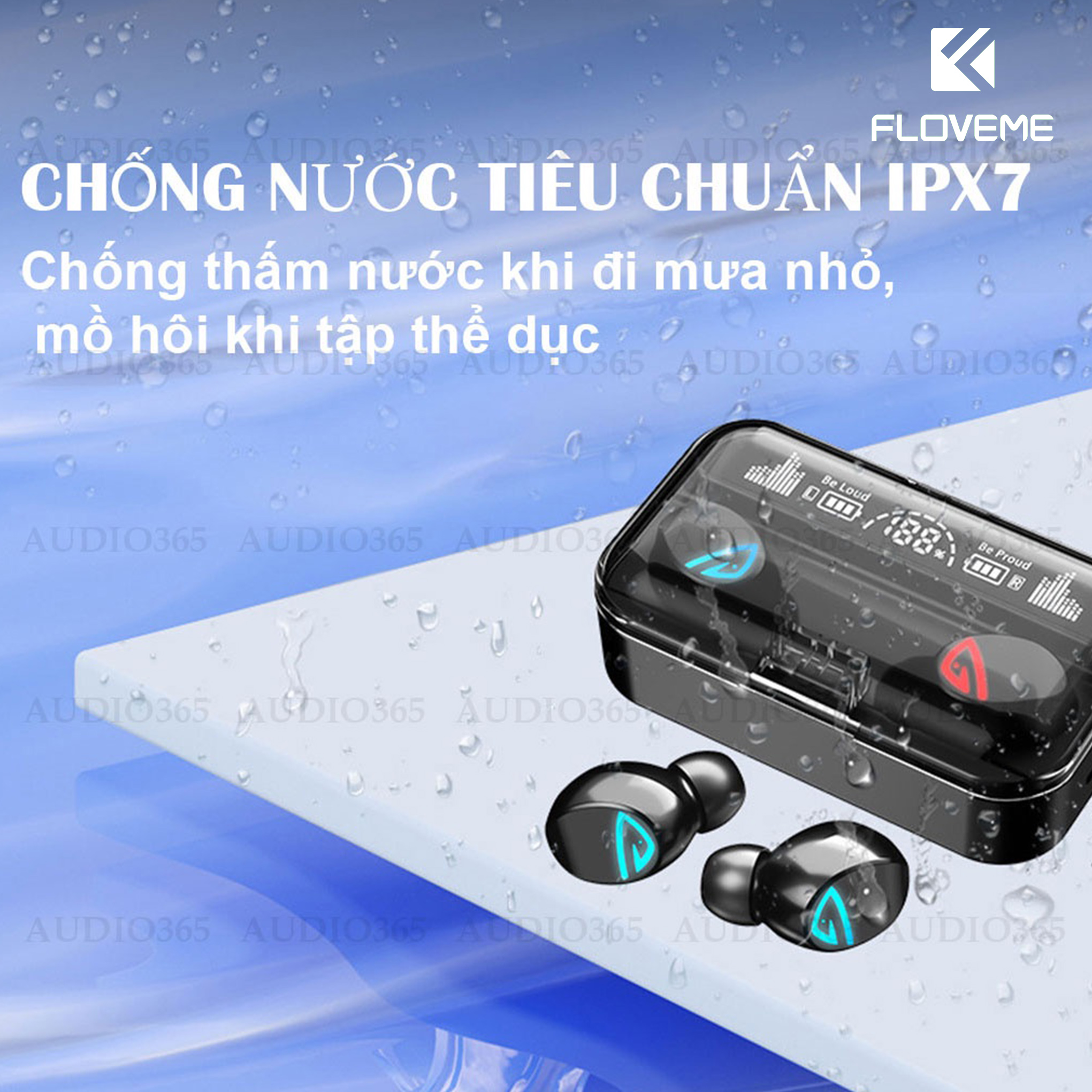 Tai nghe kiêm sạc dự phòng 2200mAh S10 Pro cao cấp FLOVEME  - Công nghệ bluetooth 5.2 - Chống nước tiêu chuẩn IPX7 - Cảm ứng vân tay - Hỗ trợ đàm thoại - Hàng chính hãng