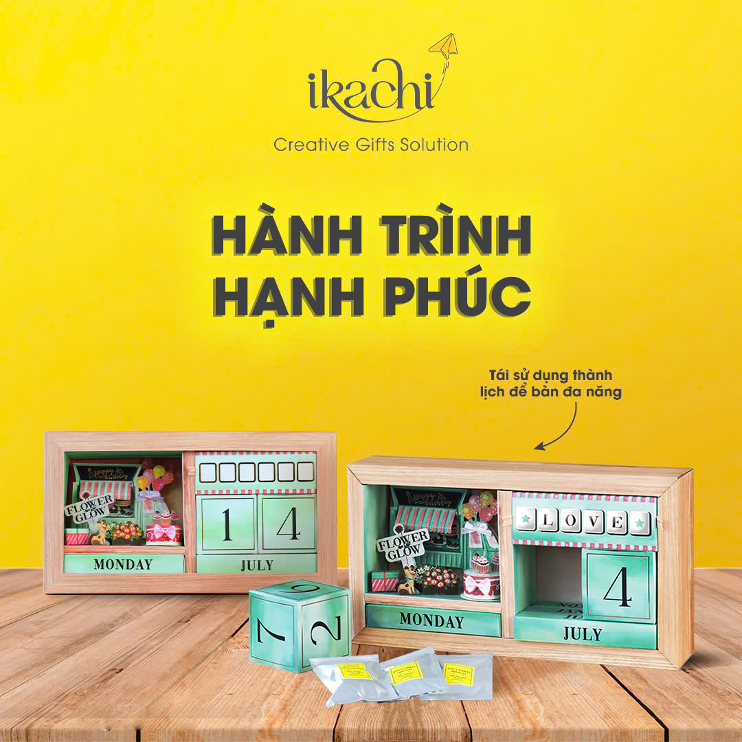Hộp quà tặng cao cấp IKACHI - HÀNH TRÌNH HẠNH PHÚC - Hộp quà tặng có thể thay đổi thông điệp tạo dấu ấn cá nhân