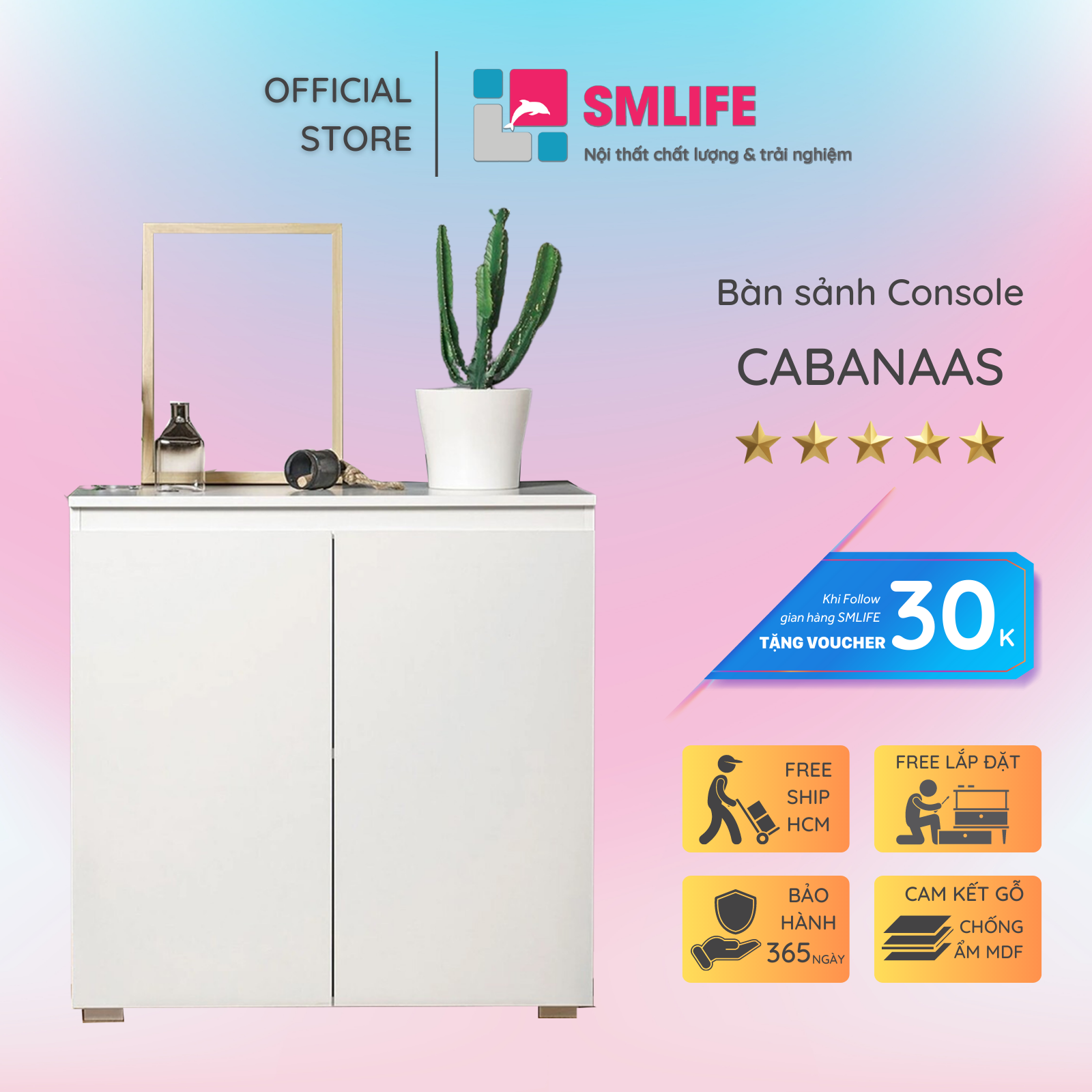 Bàn sảnh ra vào gỗ hiện đại SMLIFE Cabanaas