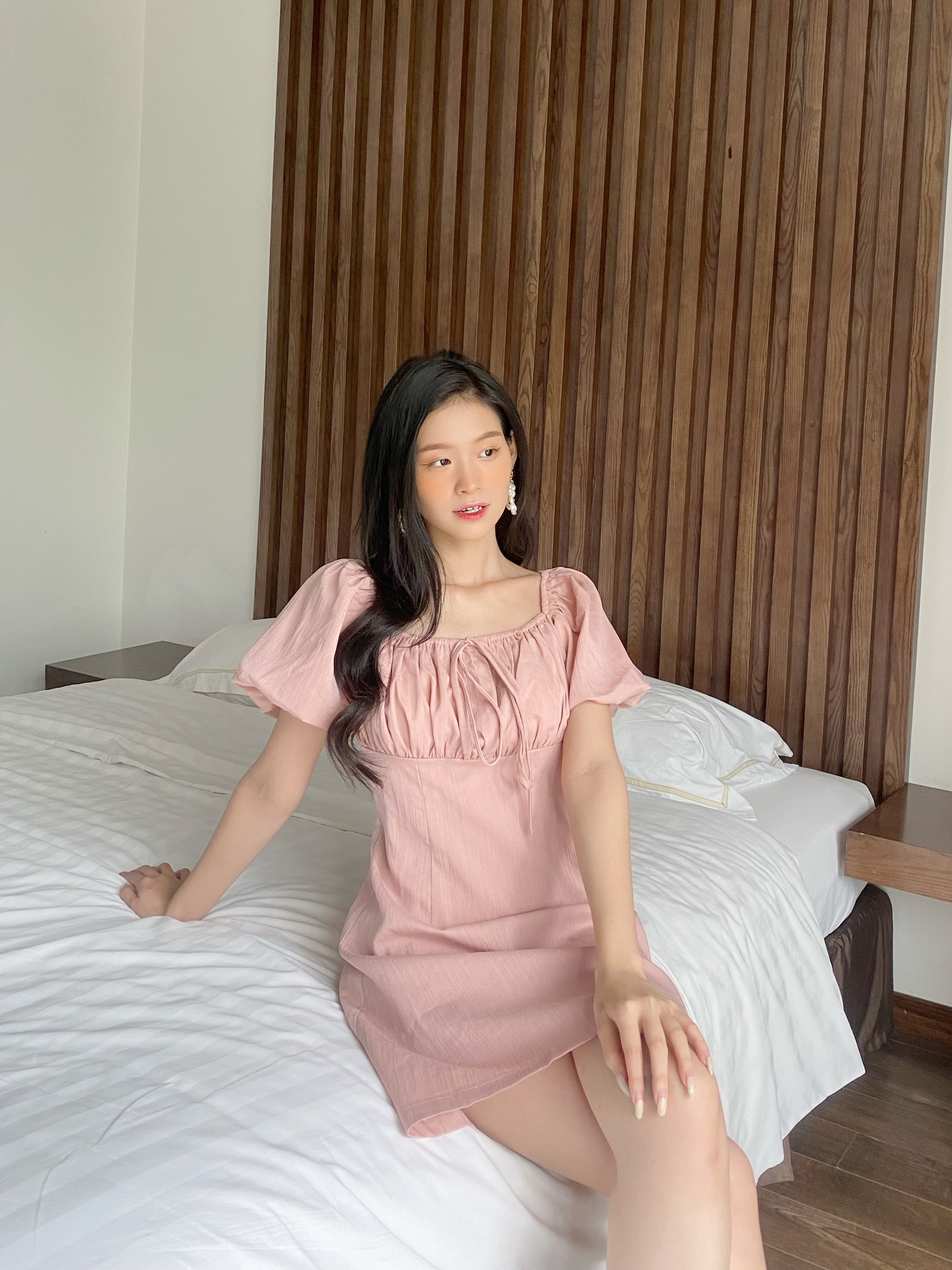 YU CHERRY | Đầm tay phồng nữ cột dây mặc được hai kiểu Suri Square Neck Dress YD166