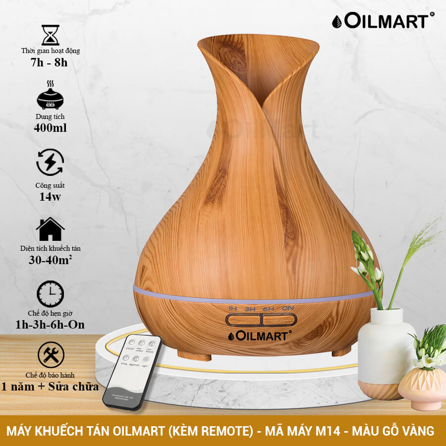 Máy Khuếch Tán Tinh Dầu Oilmart Bình Loa - 12W 400ml (Kèm Điều Khiển)