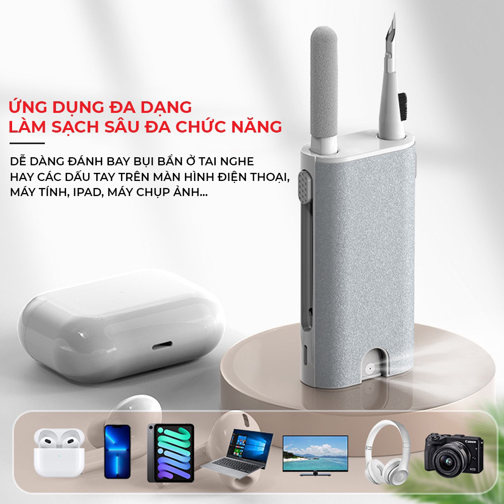 Bộ Dụng Cụ Vệ Sinh Đa Năng 8 in 1 Tiện Dụng ( Vệ Sinh Tai Nghe Bàn Phím Màn Hình Điện Thoại Siêu Nhỏ Gọn Bỏ Túi Hàng Chính Hãng )