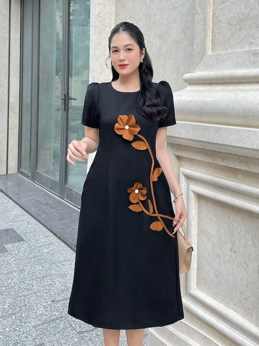 [HCM] Đầm suông phối cây hoa sang trọng dành cho nữ MS103 - KHÁNH LINH STYLE
