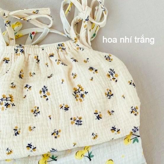 Đồ bộ bé gái quần áo 2 dây vải xô muslin QATE757 - Đồ bộ cho bé gái xinh xắn