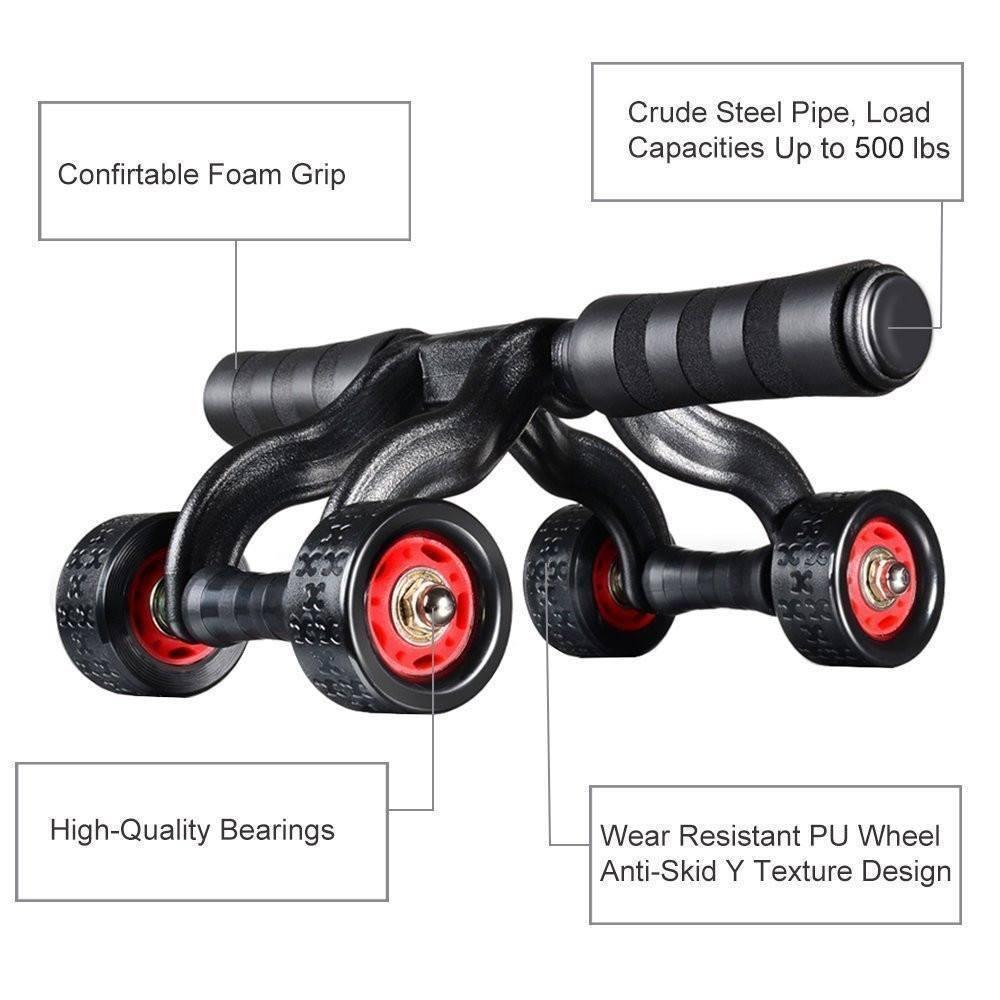 Con Lăn Tập Bụng 4 Bánh, dụng cụ tập thể dục,thể hình, dụng cụ tập cơ bụng, cơ tay