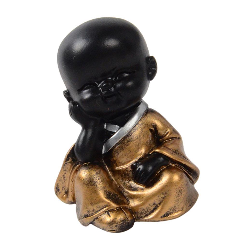 3X Resin Small Buddha Statue Monk Figurine Tea pet Ornaments Style01