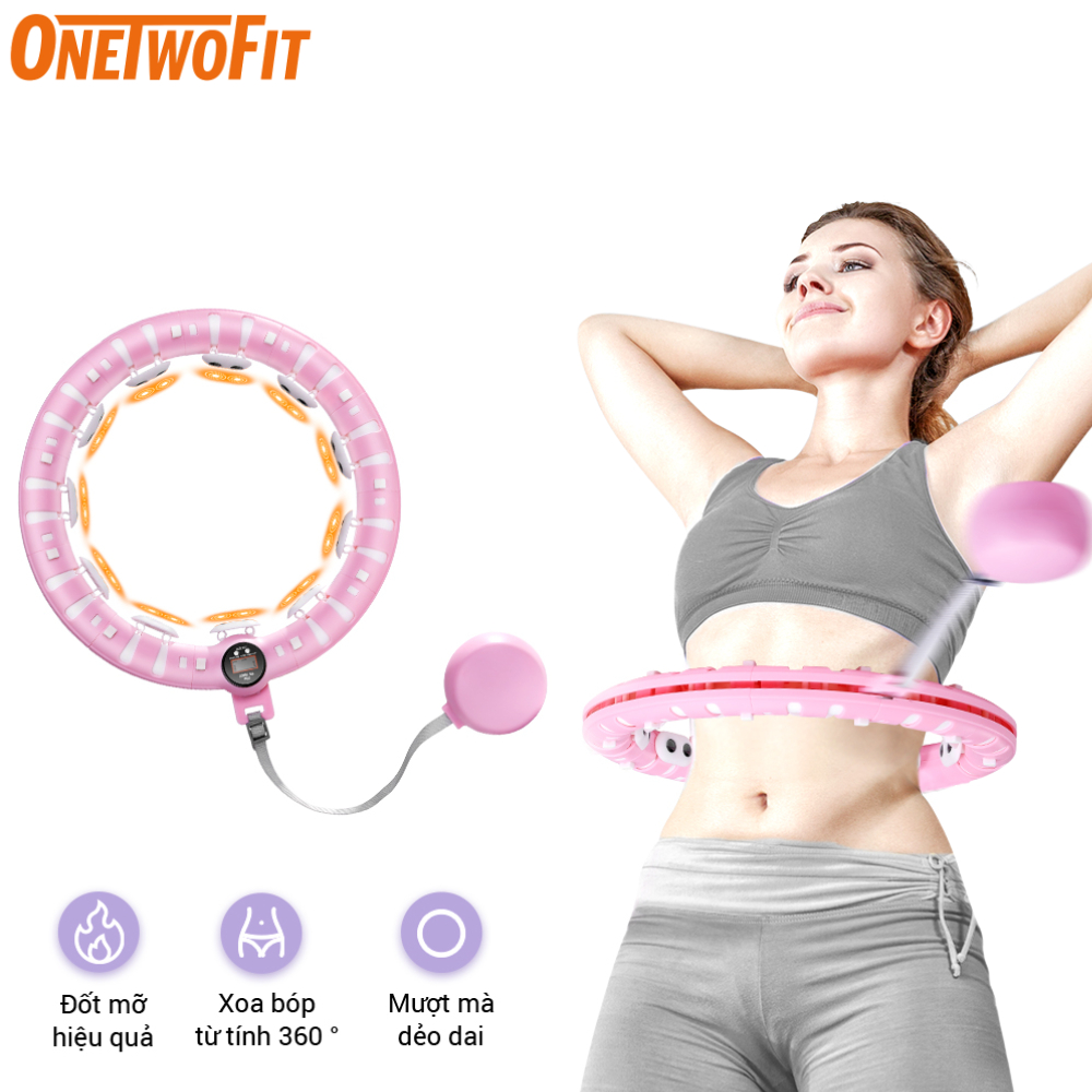 OneTwoFit Vòng Lắc Eo Thông Minh Có Đếm Tự Động Giảm Mỡ Bụng Hula Hoop ​Massage Giảm Cân Hula Hoops