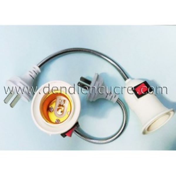 ĐUI  Đèn Lò Xo E27 Phích Cắm + Công Tắc