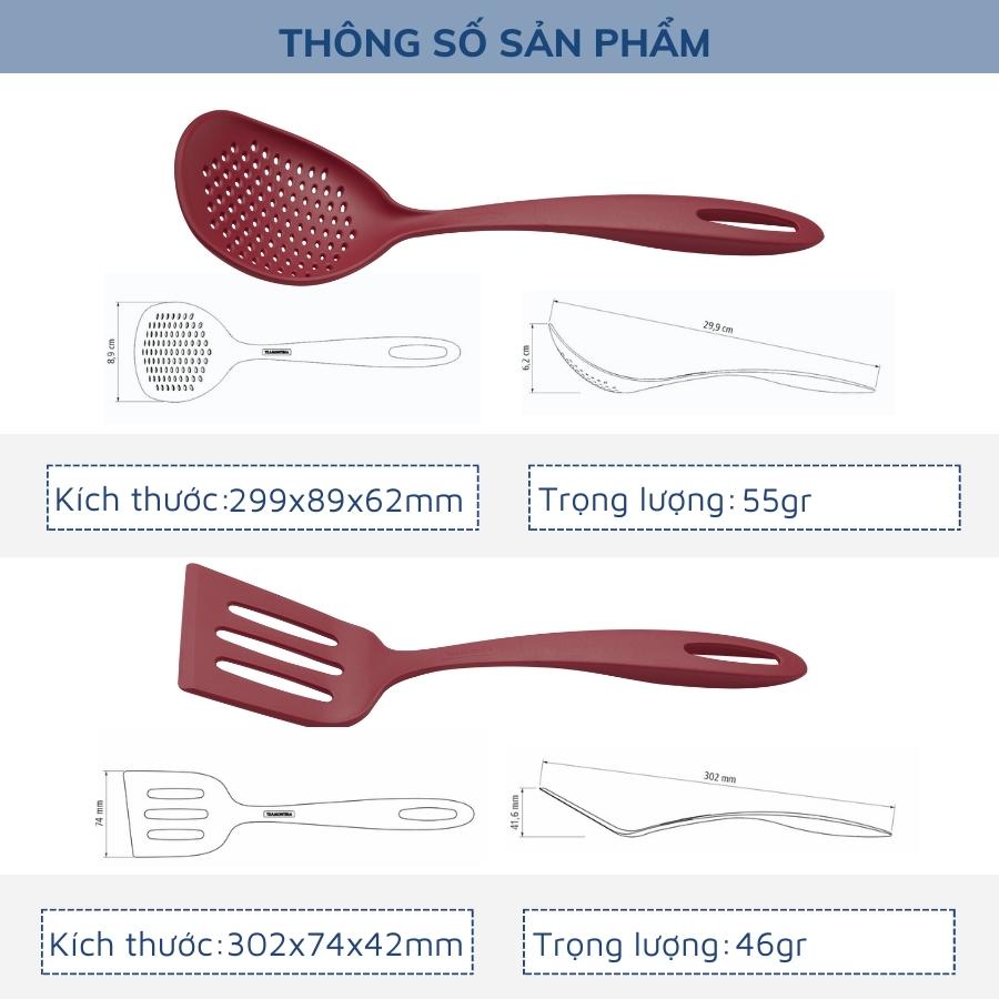 Bộ Dụng Cụ Muôi Vá Muỗng Nấu Ăn 5 Món Thương Hiệu Tramontina Chất Liệu Nhựa An Toàn Chịu Nhiệt Sản Xuất Tại Brazil