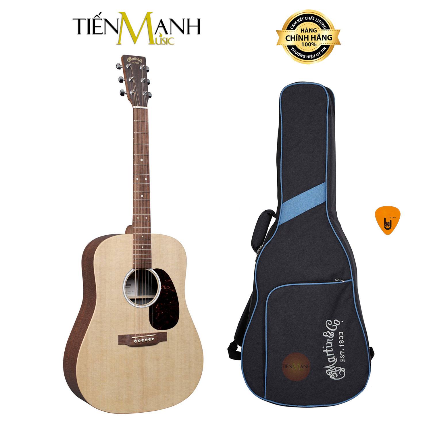 Đàn Guitar Acoustic Martin X Series D-X2E Gỗ Mahogany Sitka Spruce Ghitar DX2E Kèm Bao Đựng, Móng Gẩy DreamMaker