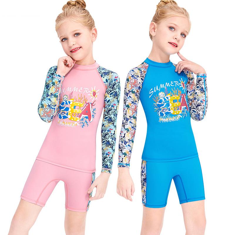 Quần Bơi Trẻ Em Và Bơi Bộ Dài Tay Thể Thao Đồ Bơi Trẻ Em Bé Trai Gái UPF50 Chống Tia UV Nhanh Khô Bãi Biển Tắm phù Hợp Với