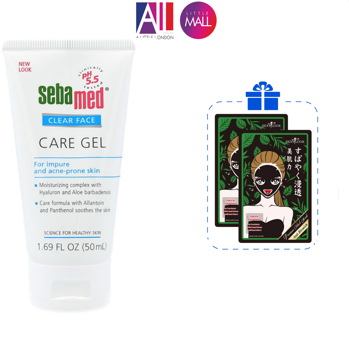 Gel dưỡng ẩm giảm mụn Sebamed pH 5.5 Clear Face Care Gel 50ml TẶNG Ampoule chống lão hóa Martiderm (Nhập khẩu)