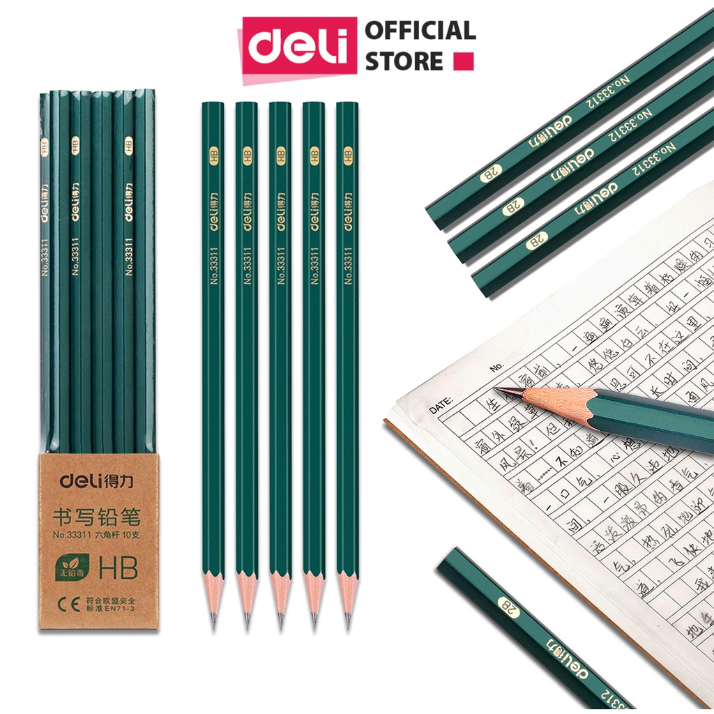 Hình ảnh Bộ 5 bút chì gỗ 2B HB Deli - Có bán lẻ 1 chiếc - Nhiều loại mẫu mã màu sắc - Phù hợp cho học sinh sinh viên tập viết vẽ tranh
