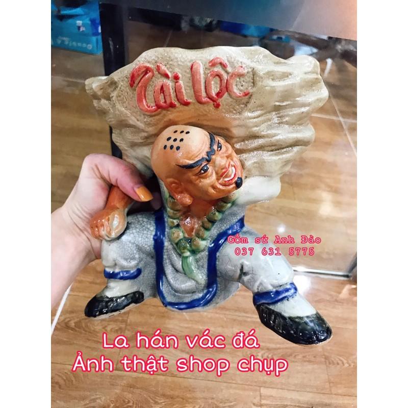 Chậu tượng La Hán - Lỗ Trí Thâm vác đá men rạn cổ cao cấp