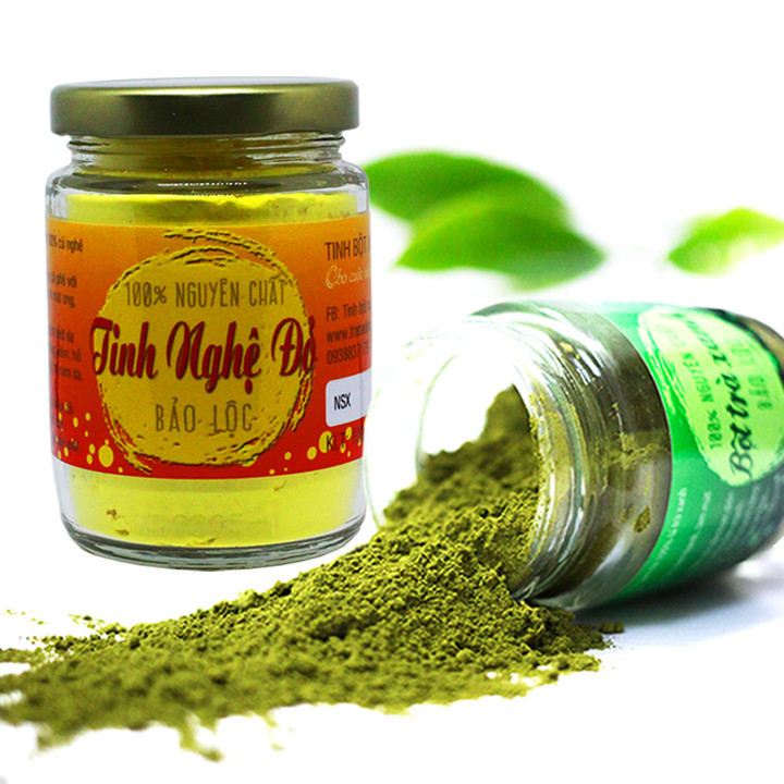 Combo Tinh Nghệ Đỏ + Bột Trà Xanh Nguyên Chất Vũ Gia