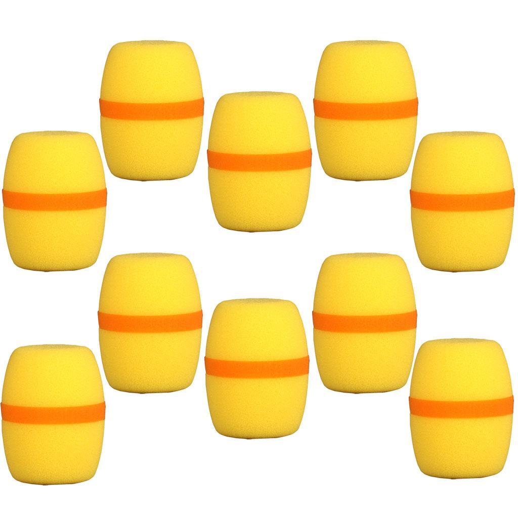 4X Sponge Foam Handheld Microphone Windscreen 10 Pack Replacement Covers Yellow