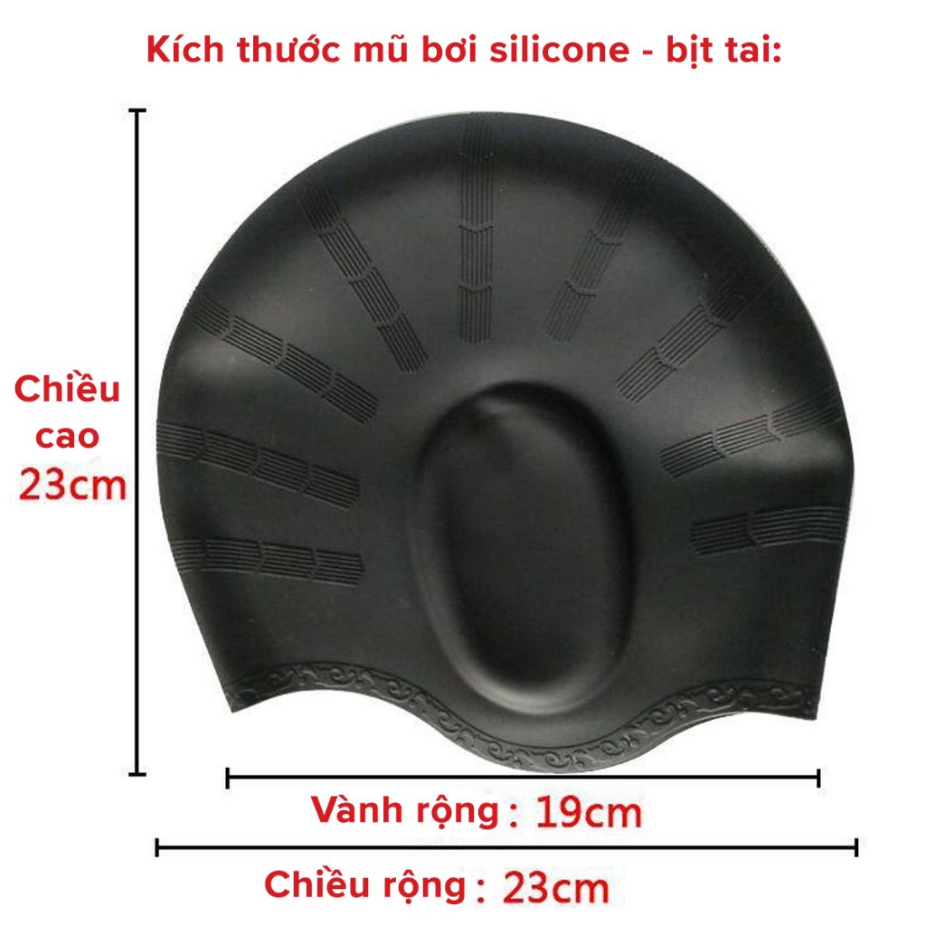 Mũ bơi người lớn chất liệu silicone cao cấp dododios dùng được cho nam, nữ ngăn nước, trùm được búi tóc dài - Mũ bơi trùm tai - Mũ bơi trùm búi tóc - Chính hãng dododios