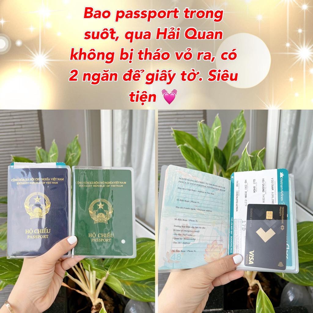 Bao hộ chiếu dẻo trong có khe đựng vé máy bay và các loại thẻ 3B132
