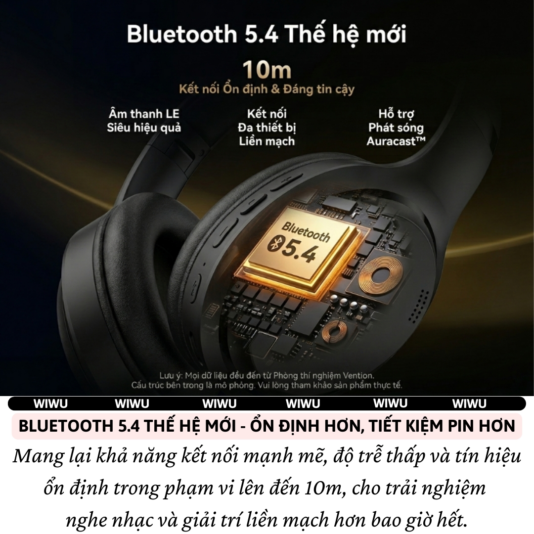 Tai Nghe Bluetooth V5.4 không dây Chụp Tai Pure Bass Hi-Res Audio WIWU JOYSOUND TD-11 - Pin khủng, cổng AUX 3.5mm cho iPhone iPad Samsung Oppo - Pure Bass + Hi-Res Audio, nghe nhạc 25 giờ,  nghe nhạc lossless chất lượng cao - Hàng nhập khẩu
