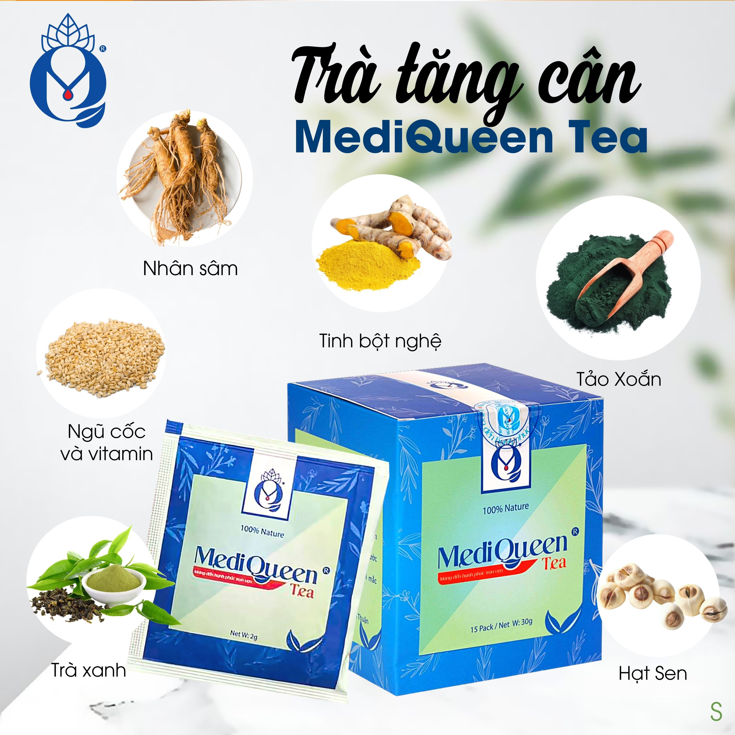 Trà tăng cân thảo mộc MediQueen - Giúp ăn ngon ngủ khỏe - An toàn không tác dụng phụ - Hiệu quả ngay sau 1 tuần sử dụng