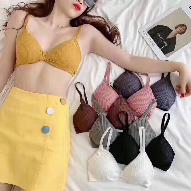 Hàng loại 1 - ÁO LÓT BRA / ÁO BRA LEN TĂM THẮT NƠ ĐỆM DÀY KHÔNG GỌNG FREE SIZE 308
