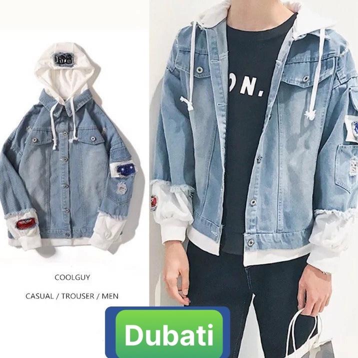 ÁO KHOÁC JEAN NAM NỮ UNISEX CHẤT BÒ CÓ NÓN XANH BIỂN HOT NHẤT HIỆN NAY HÀN QUỐC - DUBATI FASHION