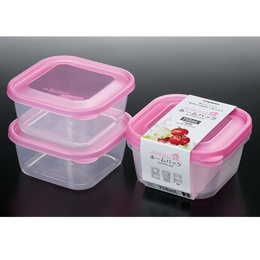 Combo Set 2 Hộp Nhựa Đựng Thực Phẩm Màu Hồng + Set 3 Hộp Nhựa Dùng Được Lò Vi Sóng Màu Xanh - Nội Địa Nhật Bản