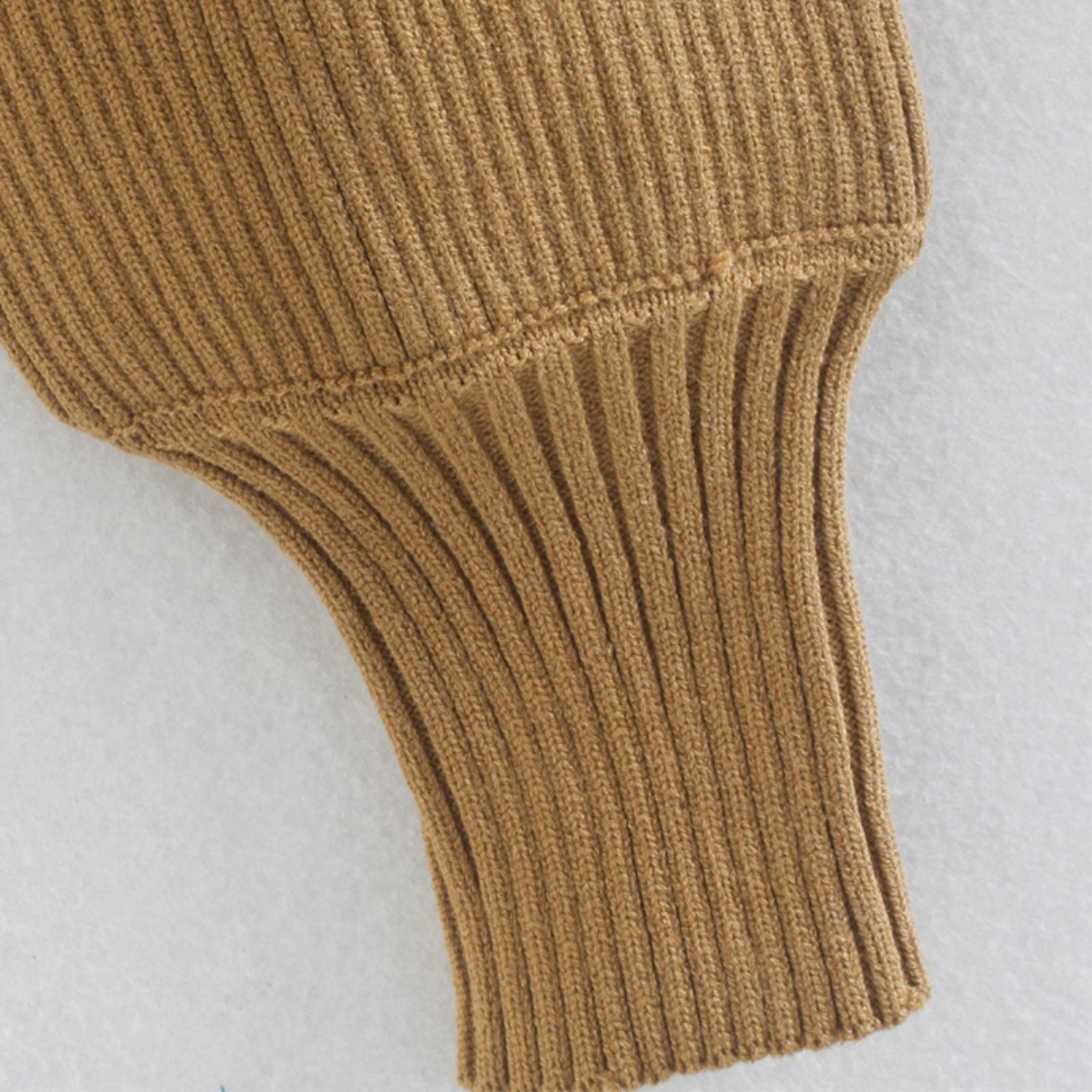 Turtleneck Short Sweater Long Sleeve Knitwear Pullover Halter Top White