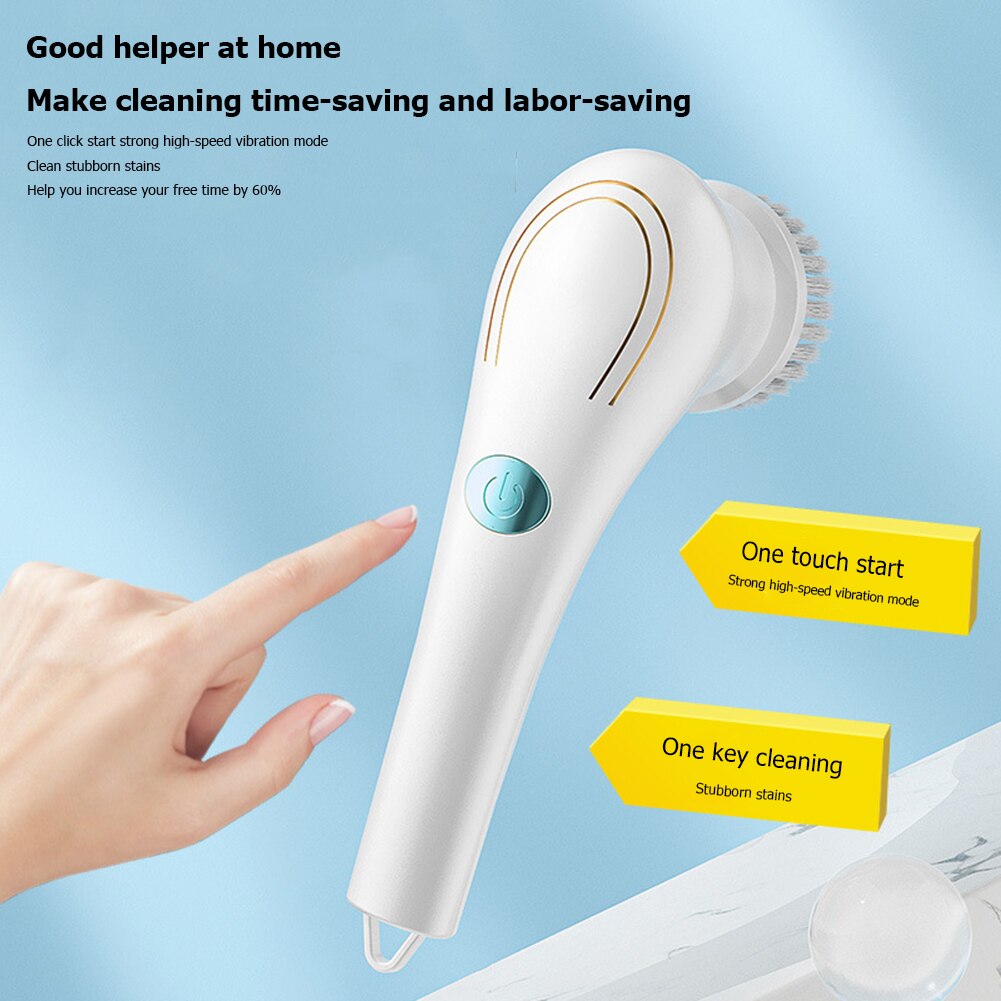 Bộ bàn chải điện vệ sinh cầm tay Electric Spin Scrubber, 5 Replaceable Brush Heads for Bathroom, Kitchen, Wall, Tile, Tub