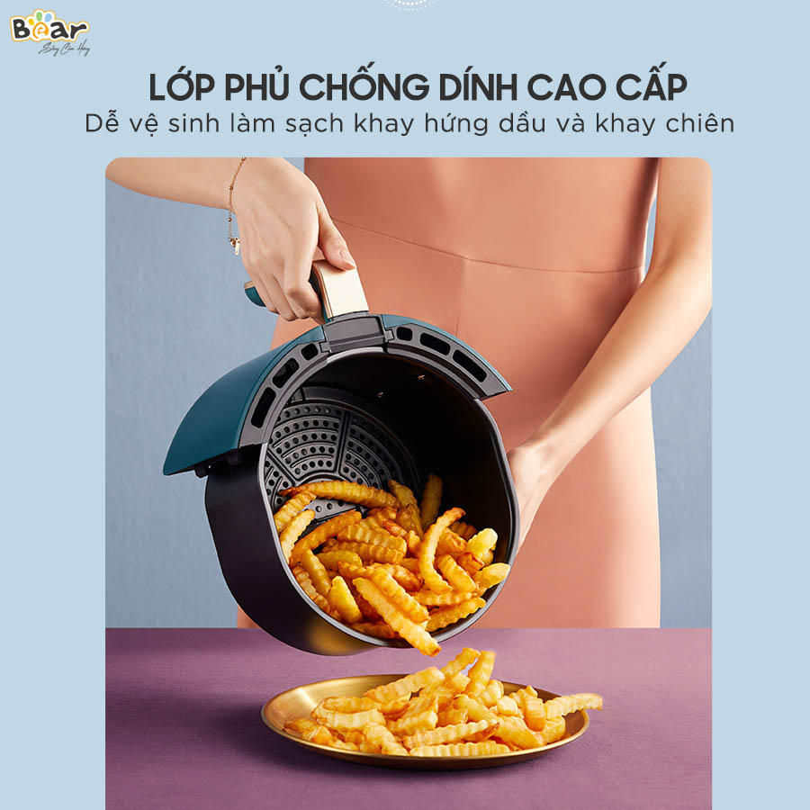 Nồi Chiên Không Dầu Bear VS-8083A Công Nghệ Nhiệt Đối Lưu 360 Độ Chiên, Lòng Nồi Tráng Men Chống Dính, Vỏ Nhựa Cao Cấp An Toàn - Hàng Chính Hãng