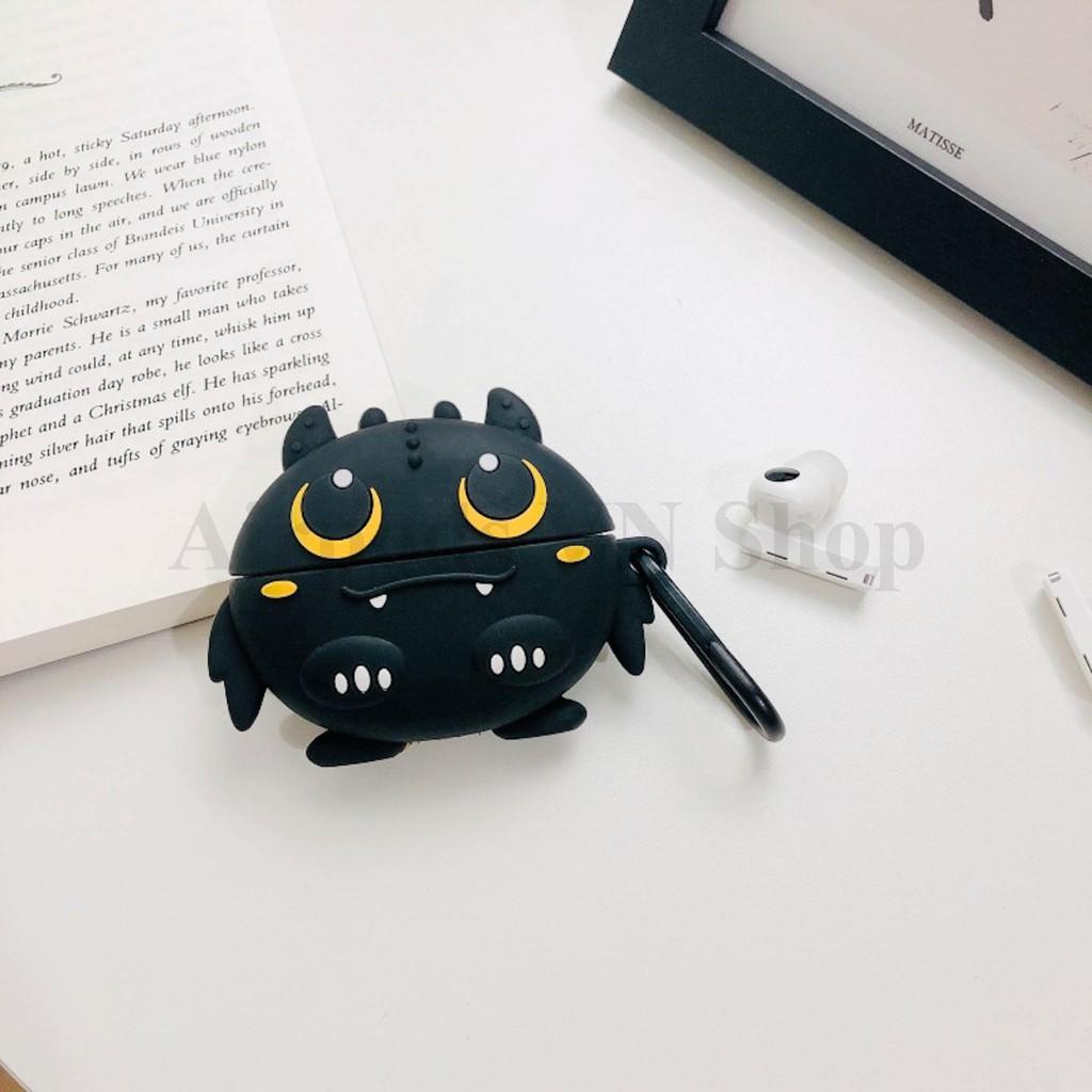 Bao Case Ốp dành cho Airpods 1/2 black rồng sún răng ver 2 đen silicon cao cấp