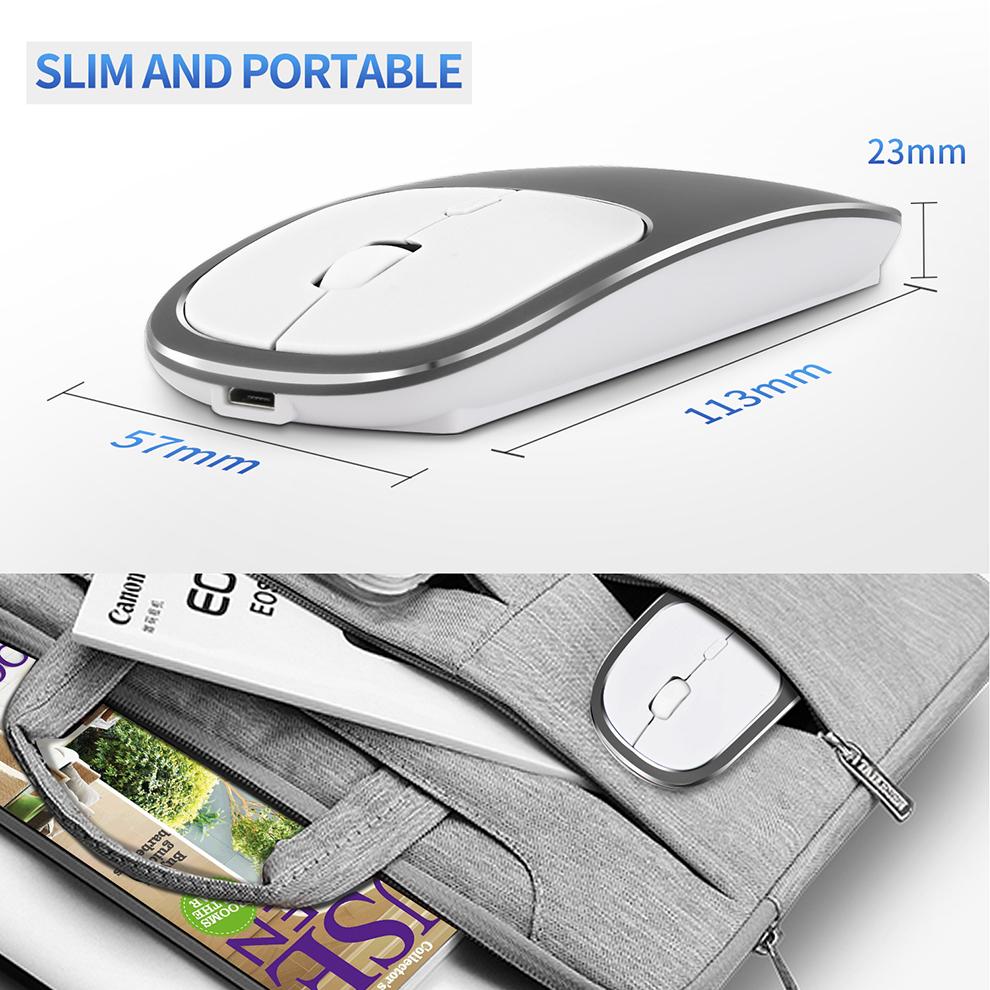 Sữa Ong Chúa Lược Sạc Loại C + USB 2.4GWireless Chuột Hai Chế Độ Kim Loại Noiseless Silent Chuột Cho MacBook Laptop máy Tính Laptop