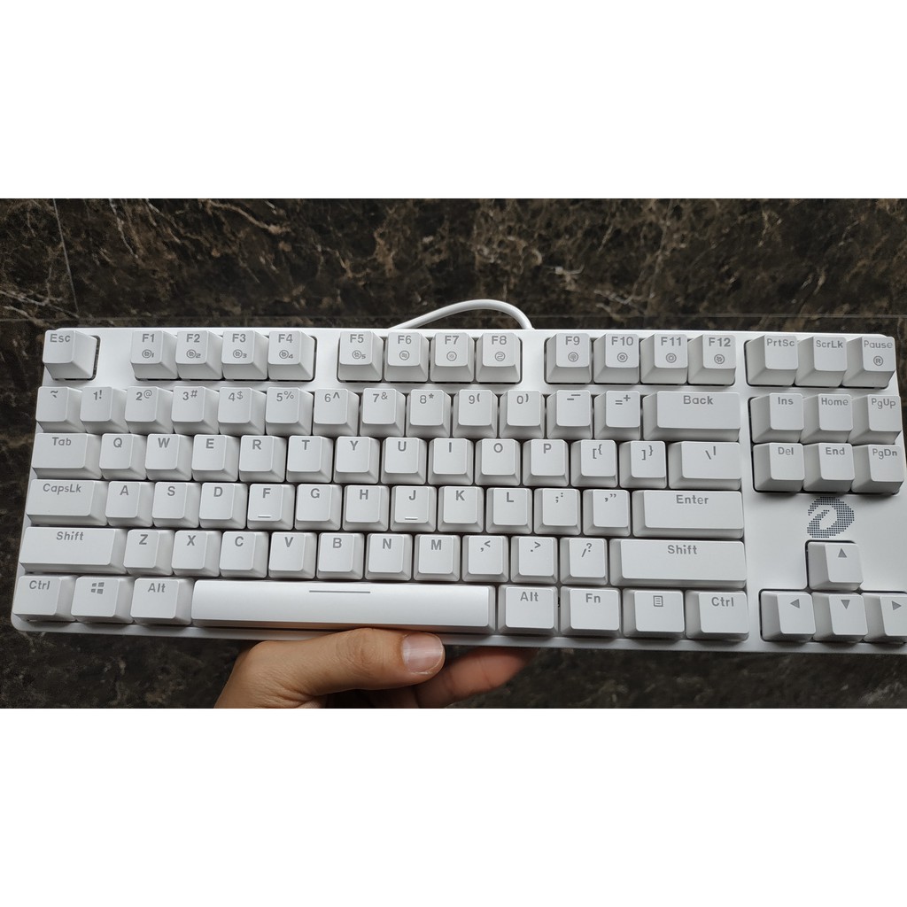 Bàn Phím Cơ Gaming EK87 White (ICE-BLUE LED, Blue/ Brown/ Red D switch) - Hàng Chính Hãng