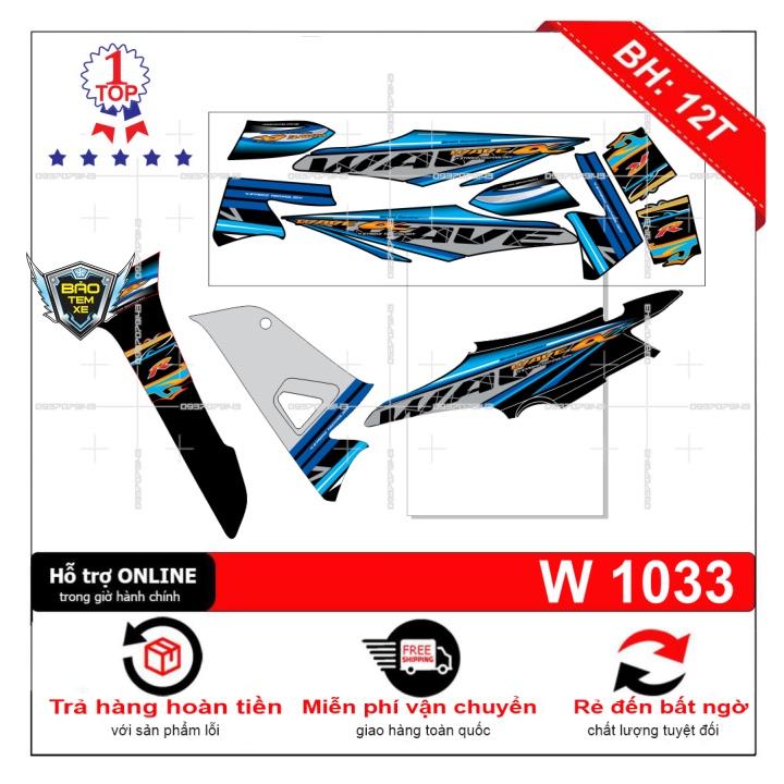 Tem rời dán xe wave R 2016 xanh đen - Bi Decal