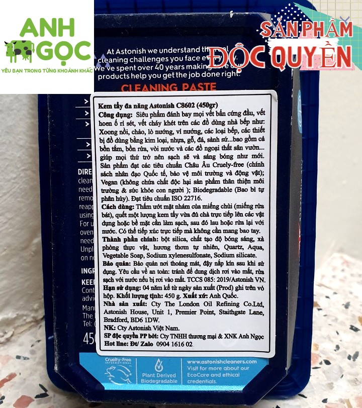 Hàng nội địa Anh Quốc : Kem tẩy đa năng Astonish 450 gr